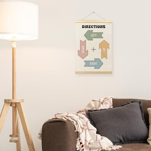 TLESKE Boho Classroom Directions Chart Poster Hanger Frame, Homeschool Hanging Wall Art Decor for Toddlers Kids Room Nursery Playroom, Preschool Prek Learning Educational Poster Print Banner, 12x16