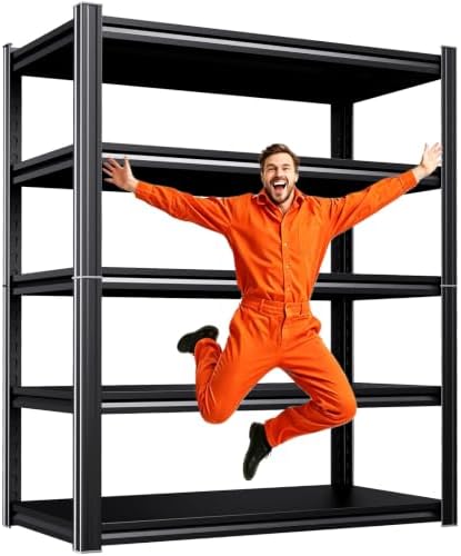 46''W Storage Shelves, Garage Shelving,Adjustable Garage Shelves,Heavy Duty Metal Shelving, 5 Tier Utility Steel Shelf, Easy-to-Install Shelving Units and Storage 71.2''x46''x19.7