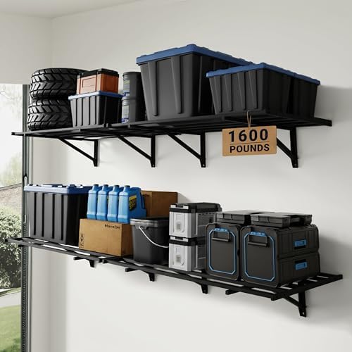 FLEXIMOUNTS 2 Pack 2x6ft Heavy Duty Garage Storage Wall Shelving, Black