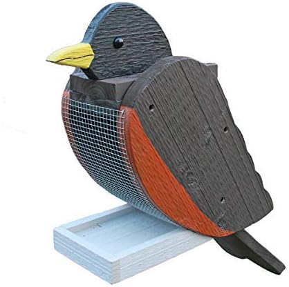 Outdoor Hanging Bird Feeder Seed Tray, Robin Bird Shaped Wooden BirdFeeders with Easy Refill Head - Bird Feeders for Outdoors Hanging - Hanging Bird Feeder - Bird Feeders for Outside
