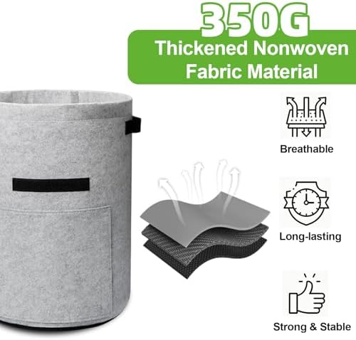 Homyhoo Potato Grow Bags with Flap 10 Gallon, 4 Pack Planter Pot with Handles and Harvest Window for Potato Tomato and Vegetables, Black and Gray