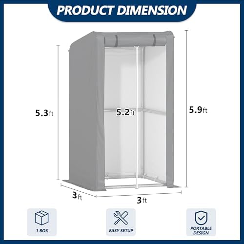 COVERONICS 3' x 3' Outdoor Portable Storage Shelter Shed, Grey