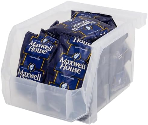 ReadySpace Medium-Tall Stackable Plastic Storage Bins, 4-Pack, Clear