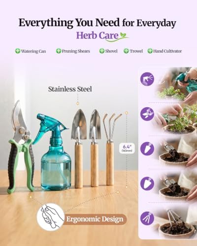 Planters' Choice Herb Growing Starter Kit, Windowsill Indoor Garden Set, Best Birthday & Housewarming Gift for Women