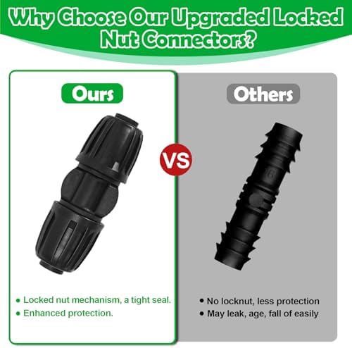 10 Pack 1/2 Inch Drip Irrigation Coupling Fittings (1/2" ID x 0.65" OD) - 1/2'' Drip Line Anti-Drop Barbed Lock Nut Coupler Connectors for 1/2 Inch Drip Irrigation Tubing Irrigation System