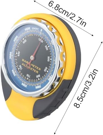 4-in-1 Outdoor Altimeter Barometer Thermometer Weather Forecast Device Altitude Measurement Tool Temperature Meter Mountain Climbing Hiking Wilderness Navigation Equipment Yellow