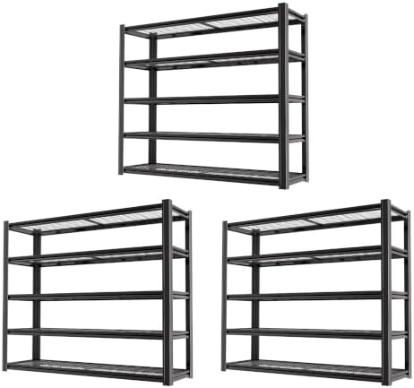 5-Tier Heavy Duty Garage Shelving, 5,000 lbs Capacity Adjustable Metal Storage Shelving Unit for Garage, Basement, Warehouse & Workshop, 62" W x 24" D x 72" H