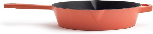 Milo by Kana 10-Inch Enameled Cast Iron Skillet | Nonstick Pre-Seasoned Cast Iron Grill Pan | Oven Proof and Dishwasher Safe | Cast Iron Cookware (Fresh Terracotta)