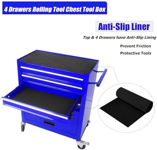 4 Drawers Tool Cart on Wheels,Rolling Tool Box Tool Storage， Drawers Rolling Organizer Tool Case for Garage, Warehouse, Workshop, Repair Shop (4 Drawers(Blue))