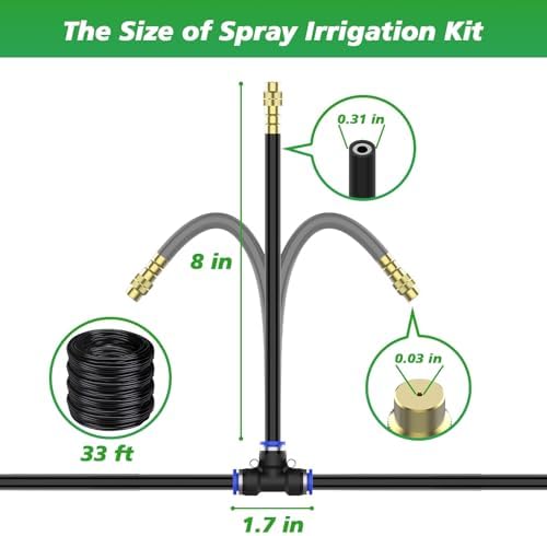 360° Adjustable Drip Irrigation System - Garden Watering System 33FT with 10 Nozzles, Drip Irrigation Kit for Garden, Yard, Lawn, Greenhouse, Plants, 5/16 inch Hose