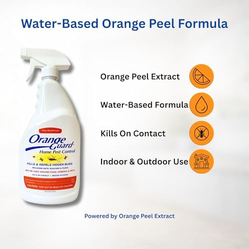 Orange Guard Home Pest Control Spray with D-Limonene | All-Natural Food Grade Orange Peel Oil for Bugs, Ants, Roaches, Fleas, Palmettos and Silverfish - 32oz