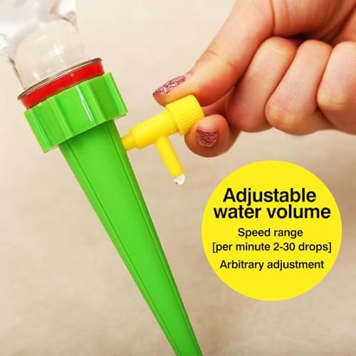 10 Pack Self Watering Spikes for Plant,Indoor & Outdoor Automatic Plants Waterer,Plug-in Device with Adjustable Valve Switch, Self Watering Planter Insert (10 Green)