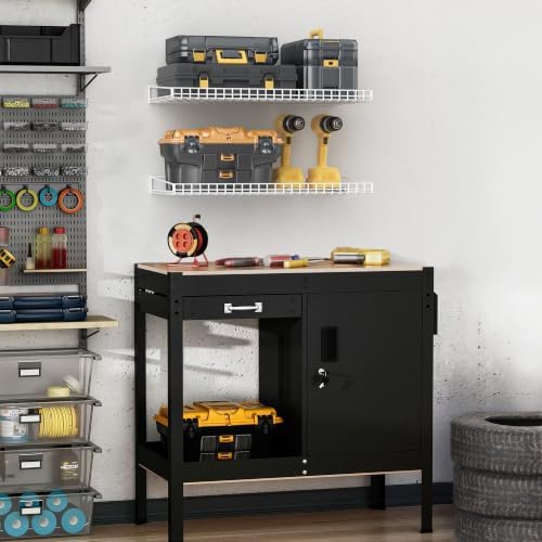 Ultrawall Wall Mounted Storage Shelf for Garage, 2 Pack Metal Shelf Rack
