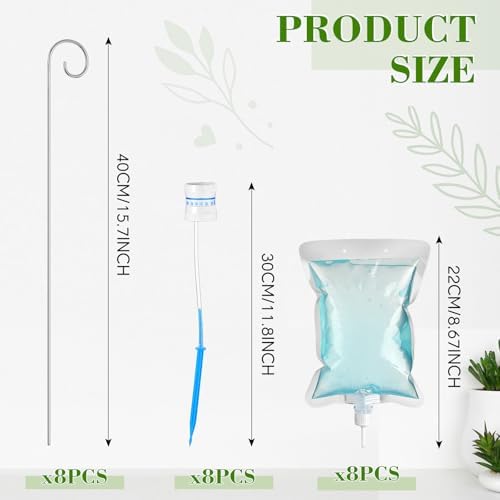 Norme 12 Pcs Plant Drip Irrigation Set 500 ml Drip Water Bag Plant Waterer with Support Rod Stakes Self Watering Spikes Automatic Watering System for Potted Indoor Outdoor