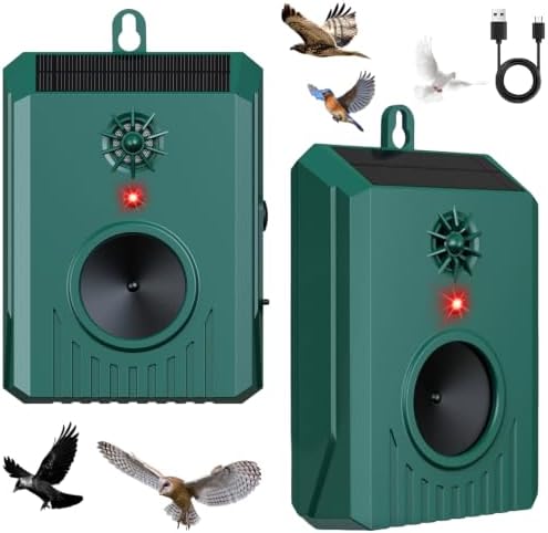 2026 Solar Ultrasonic Bird Repellent Devices Bird Repeller Outdoor 2 Pack