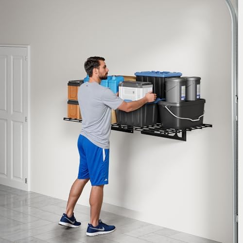 FLEXIMOUNTS 1-Pack 2x3ft Garage Shelving Wall-Mounted Storage Rack, Black