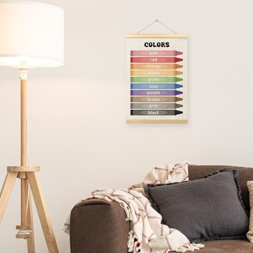 TLESKE Colorful Classroom Colors Learning Educational Poster Hanger Frame, Homeschool Hanging Wall Art Decor for Toddlers Kids Room Nursery Playroom, Preschool Prek Poster Print Banner, 12x16