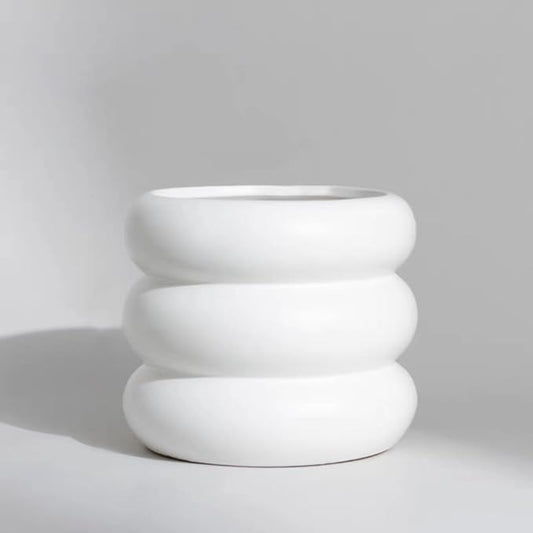 Ceramic Plant Pot Indoor, 4.5 Inch Flower Pot with Drainage Hole, Small Bubble Design Ceramic Planter for Home & Office Decor (White)