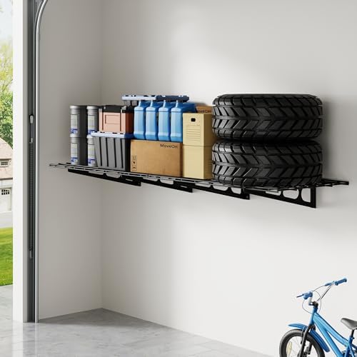 FLEXIMOUNTS 1-Pack 2x6ft Garage Shelving Wall-Mounted Storage Rack, Black