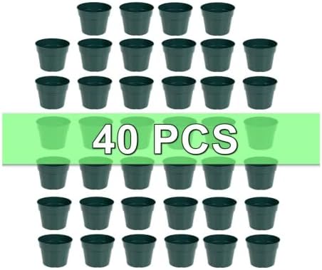 RooTrimmer 40 Pack 4 Inch Plastic Nursery Pots with Mesh Pad, Thick Sturdy Plastic Plant Pots with Drainage Holes Indoor/Ourdoor Flower Planter Pots, Green