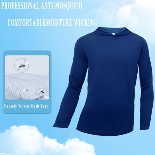 LeeHanTon Men's Sun Shirts Sun Protection Hoodie Shirt UPF 50+ Long Sleeve Work Athletic Shirt with Hooded for Fishing Hiking