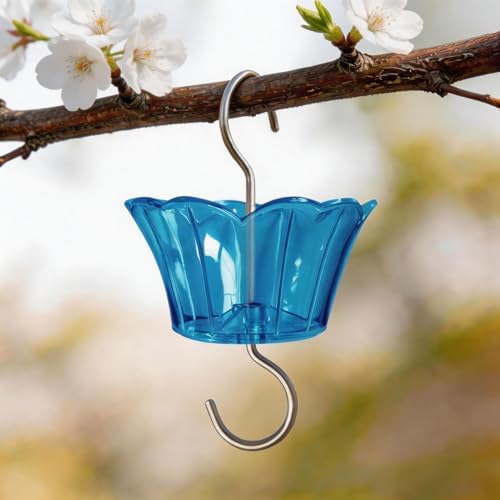 3oz Plastic Ant Moat for Hummingbird Feeder, 2-Pack Blue Insect Guards