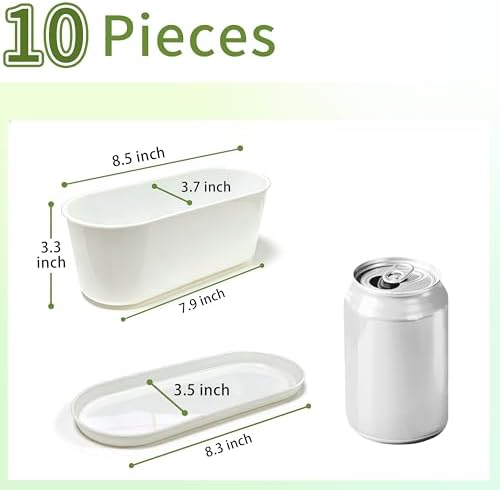 10-Pack White Herb Planter Box with Drip Trays, 8.5 Inch Small Oval Window Planters for Kitchen Sill, Indoor Outdoor, Perfect for Basil, Mint, Succulents, Flowers