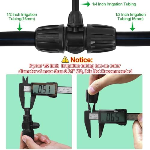 1/2 Inch To 1/4 Drip Irrigation Fittings - 8 Pack Drip Line Irrigation 1/2'' to 1/4'' Barbed Tee Adapter Anti-Drop Lock Nut Barbed Reducer 3 Way Connectors for Drip Irrigation System