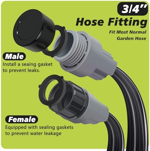 Sprinkler Hose with Holes 75 Ft (25 ft 3pack), Flat Soaker Hose 75 ft with Garden Staples and Splitters, Drip Line Irrigation Hoses for Lawn, Vegetable Watering Hose (75 ft)