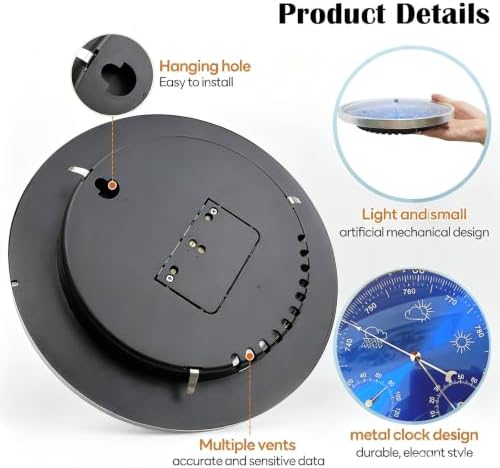 3 in 1 Barometer Accurate Weather Station, Wall Hanging Weather Station