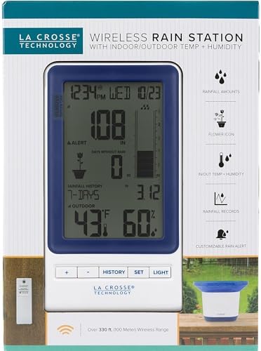 La Crosse Technology 724-1415BL Wireless Rain Station with Temperature and Humidity