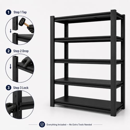 SAWJEC 72" H Garage Shelving Unit, 48" W x 24" D Heavy Duty Rack