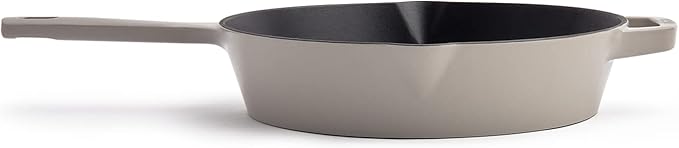Milo by Kana 10-Inch Enameled Cast Iron Skillet | Nonstick Pre-Seasoned Cast Iron Grill Pan | Oven Proof and Dishwasher Safe | Cast Iron Cookware (Pebble)