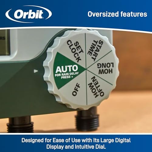 Orbit Programmable Digital Hose Watering Timer - 3 Outlet - Battery Powered - with LCD Screen - Built-in Rain Delay - Water-Resistant - 56082 (Pack of 4)