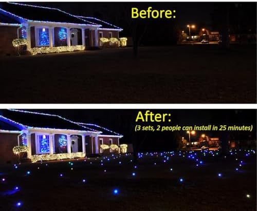 Cover Your Entire Lawn with Lights in Minutes – Outdoor LED Yard Lighting Decoration – No Ladders or Tools – Lawn Lights – for Christmas, Weddings & Events – 2827 sq ft Each – 36-10 Model, Warm White