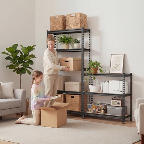 VEVOR Storage Shelves, 5-Tier Adjustable, 3000 lbs Capacity, Heavy Duty Garage Storage Shelving Unit, Metal Utility Rack Shelf, for Kitchen Pantry Basement Bathroom, 36.34" W x 12.17" D x 71.38" H