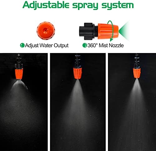 MIXC 50FT Drip Irrigation System, Misting System with 20 Adjustable Nozzles