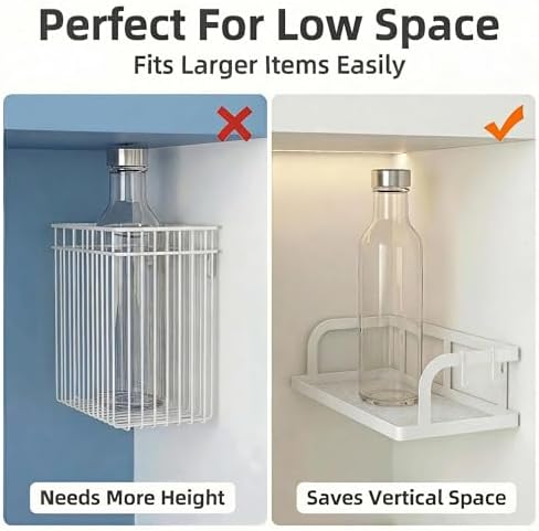 PUSDON 2-Pack 16.5" Extra Long Slim Hollowout Shower Caddy, Wall Mount Spice Rack & Bathroom Organizer, Mesh Bottom Cabinet Door Shelf Holds 50LBS - White, Hollowout