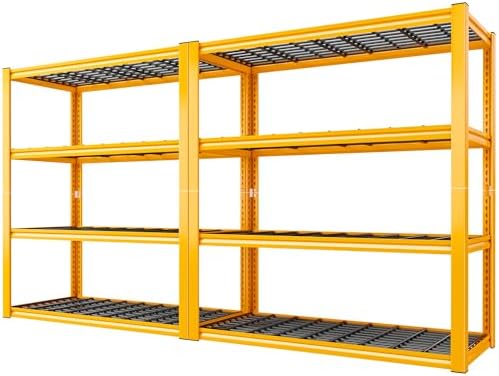 REIBII 40" W Yellow Garage Shelving with Double-Layer Frames for Hobbyists
