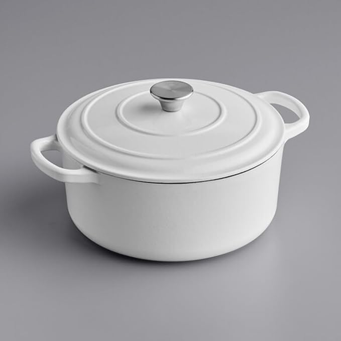 Commercial Grade, Cast Iron Enameled Cookware Duch Oven 7qt, White