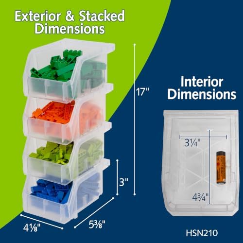 ReadySpace Extra-Small Stackable Plastic Storage Bins, 12-Pack, Clear