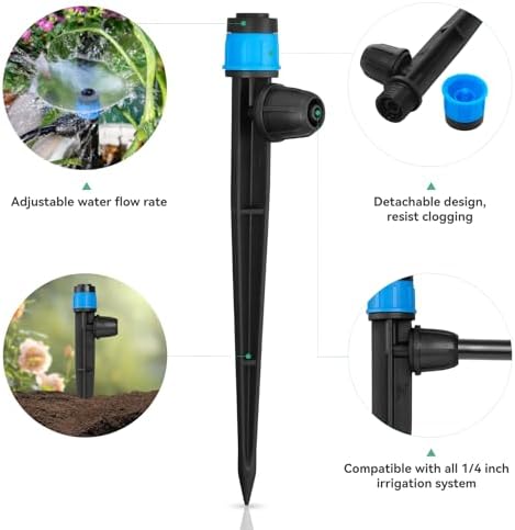Adjustable Drip Irrigation Emitters for 1/4" Tubing, 25pcs