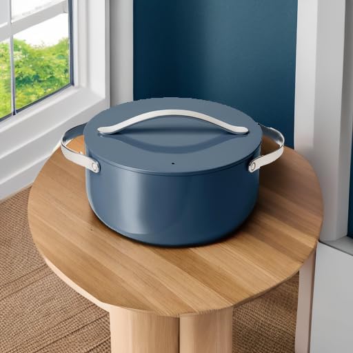 Caraway Nonstick Ceramic Dutch Oven Pot with Lid (6.5 qt, 10.5") - Non Toxic, PTFE & PFOA Free - Oven Safe & Compatible with All Stovetops (Gas, Electric & Induction) - Navy