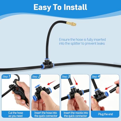 360° Adjustable Drip Irrigation System Kit, 50 FT Garden Watering System with 15 Copper Nozzles, Automatic Misting Sprinkler for Yard, Garden, Lawn, Raised Bed, Greenhouse and Plants