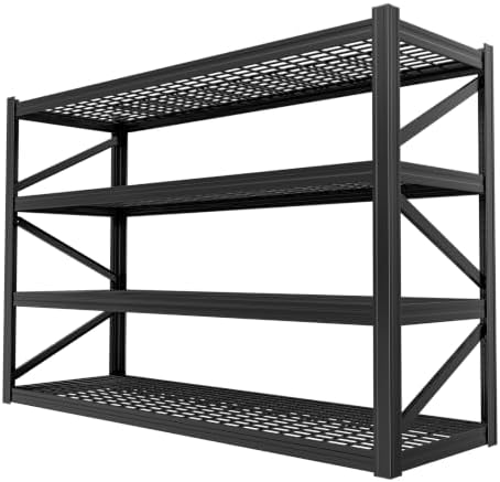 4-Tier Heavy Duty Garage Shelving, 8,000 lbs Capacity Adjustable Metal Storage Shelving Unit for Garage, Basement, Warehouse & Workshop, 71" W x 24" D x 71" H