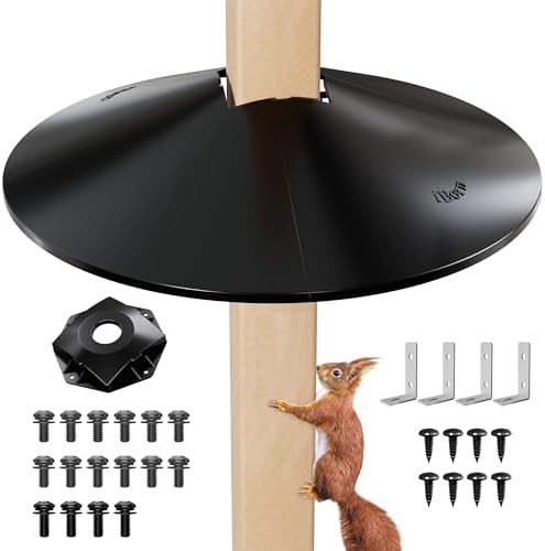 iBorn Squirrel Baffle for Bird Feeder Pole, Baffle for 4x4 Post, 22inch Oversized Squirrel Defender Stopper, Polycarbonate(PC), Dual Compatible Post/Pole Mount Guards, Pack of 1, Black