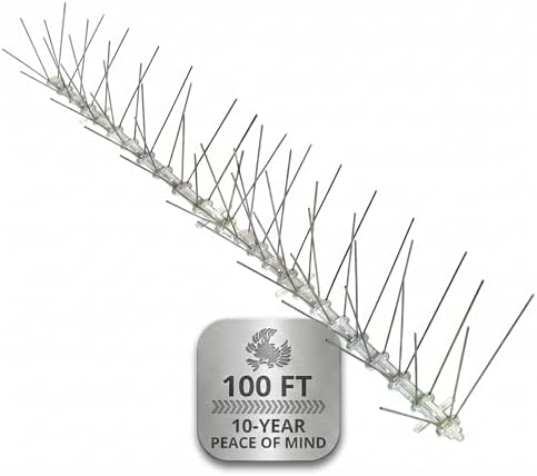 Bird-X Stainless Bird Spikes 8-Inch Extra-Wide, 2 Ft Strips, 100 Feet