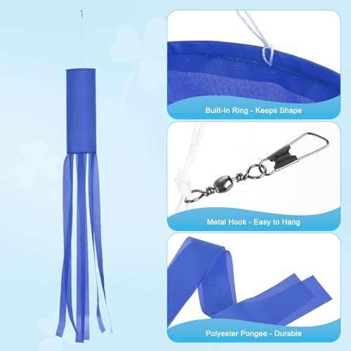 M METERXITY 1-Pack Windsock Flag, Colorful Wind Socks for Garden/Yard/Patio/Home Decor, Spring Summer Fall Winter Outdoor Hanging Decoration [59 in / 150cm, Blue]