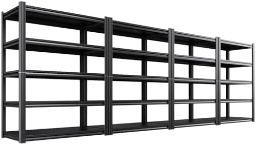 4-Pack Heavy Duty Garage Shelving for Large Storage & Garage Organization, 71"H x 46"W x 20"D Adjustable 5-Tier All Metal Storage Shelf for Tools, Storage Bins, Bulk Items, Warehouse & Workshop