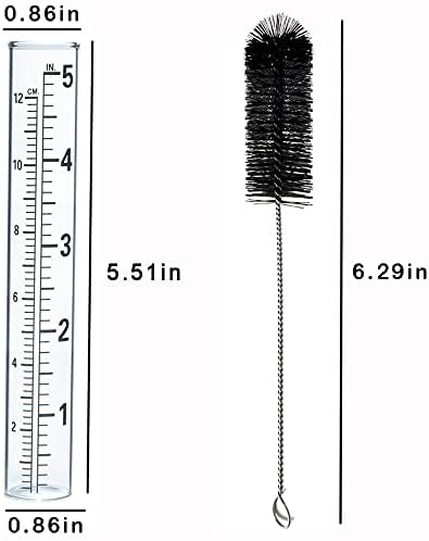 YZDTECH 4 PCS Rain Gauge Glass Replacement Tube, Glass Rain Gauges Replacement Tubes Best Rated for Yard Garden Outdoor Lawn, 5 inch with Tube Brush